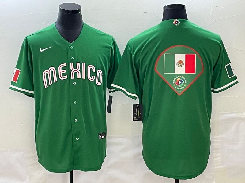 Men 2023 World Cub Mexico Blank green Nike MLB Jersey8